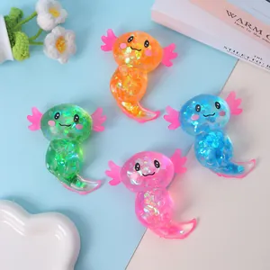 Cartoon Axolotl Squeeze Toy With Large Sequins Slow Rebound Stress Relief Toy For Students Office Adults Pressure Release Fidget Toy