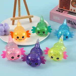 Cute Axolotl Squeeze Toy With Colorful Sequins TPR Sensory Stress Relief Toy Maltose Filling Squishy Vent Toy For Kids Adults
