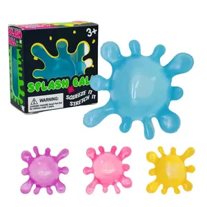 Set of colorful splash-shaped squeeze stress relief toys with original product box