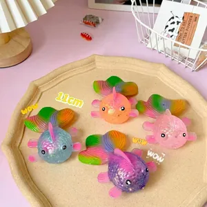 Stress Relief Goldfish Squeeze Toy With Maltose Filling TPR Slow Rebound Sensory Fidget Toy Colorful Gradient Koi Fish Squishy For Kids Adults