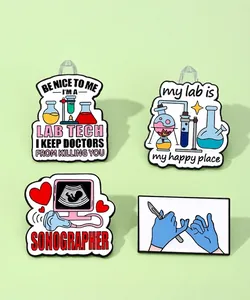 Medical and lab themed enamel lapel pins set for hospital lab technicians and doctors