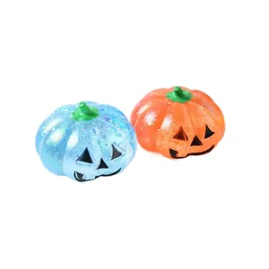 Halloween Jack-o'-lantern squishy toys for stress relief, including blue and orange