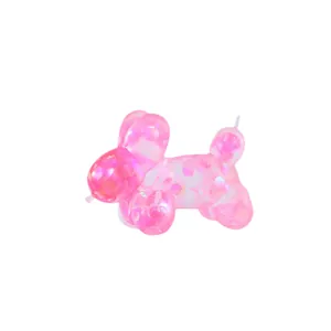 Glittering pink balloon dog squishy toy for stress relief with slow rebound TPR