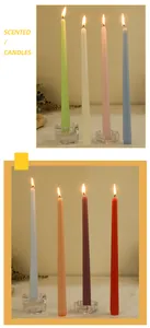 Elegant 30cm Morandi colored taper candles shown lit for a romantic dinner setting.