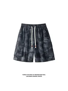 Men's vintage tie-dye cargo shorts with elastic waist and pockets for casual summer wear