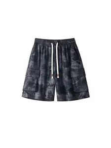 Men's vintage tie-dye cargo shorts with elastic waist and pockets for casual summer wear
