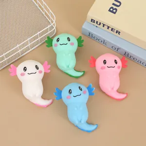 Cute colorful axolotl squeeze stress relief toys in four pastel colors for kids
