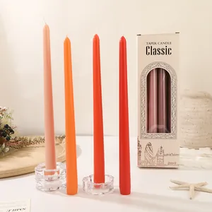 Four 30cm Morandi colorful smokeless long taper candles for romantic dinner home decor
