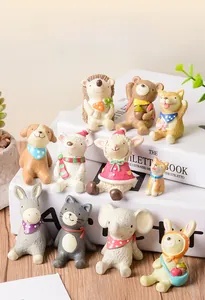 Collection de figurines d'animaux mignons en résine pour la décoration de la maison