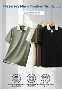 Detailed view of high-quality 40s pique mesh Polo shirts with contrast seagull collar
