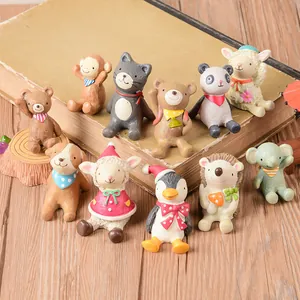 Cute mini animal resin figurines set for home decor and desktop garden ornaments