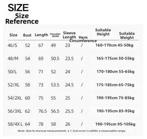 Detailed size chart for men's short-sleeved Polo shirt with measurements