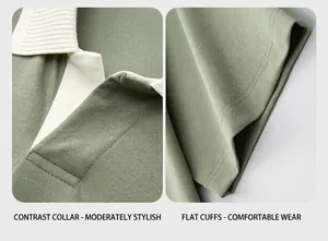 Detailed view of the contrasting seagull collar and flat cuffs on a men's Polo shirt.