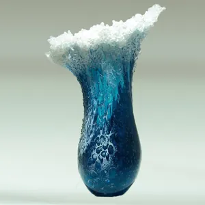 Creative ocean wave glass vase with sea foam texture for modern home decor