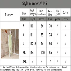 Elegant high-end slim fit maxi dress size chart with detailed measurements in centimeters