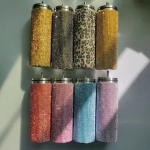 Varietà di bicchieri da 20 once in acciaio inox con strass in diversi colori e motivi