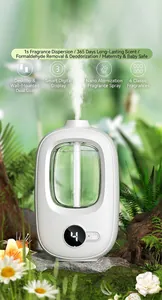 Detail view of automatic aroma diffuser with digital display and visible oil tank