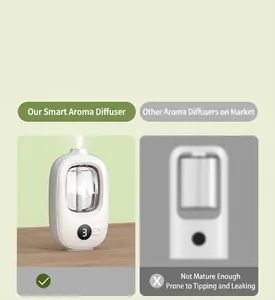 Comparison view showing smart white aromatherapy diffuser features against competitor model