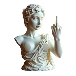 Humorous resin Venus goddess bust statue with middle finger gesture for creative home decor
