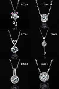 Collection of elegant silver finish moissanite pendant necklaces in various designs