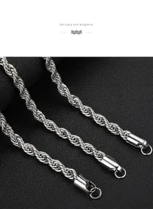 Detailed macro view of silver stainless steel rope chains showing fine metallic texture