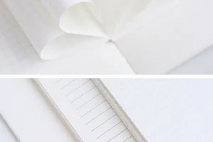 Close-up detail of high-quality grid and lined paper for HOBO notebook refills.