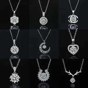 Elegant Copper Zirconia Pendant Necklace For Women Minimalist Snowflake Heart Shape Electroplated Jewelry Accessory Gift