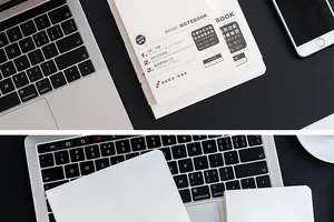 Close-up of minimalist A6 notebook refill with 180-degree flat opening