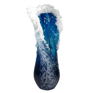 Modern creative ocean wave glass vase for luxury home decor and floral arrangements