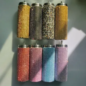 Bicchieri di lusso da 20 once in acciaio inox con strass in vari colori