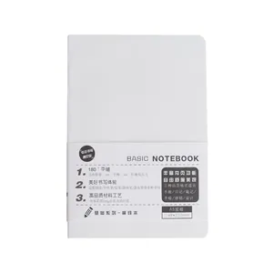 Minimalist A5 lined white notebook with 180-degree flat-lay design for journaling