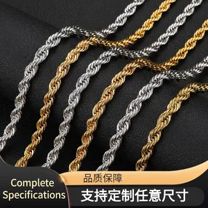 Unisex Stainless Steel Rope Chain Necklace Gold Silver Vacuum Plated Twist Chain Hip Hop Fashion Jewelry Choker Necklace