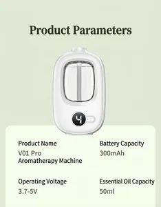 Technical specifications for automatic essential oil diffuser V01 Pro with 300mAh battery