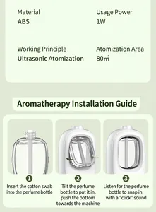 Technical specifications and 3-step installation guide for ultrasonic aromatherapy diffuser