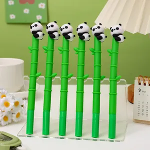 Cute Panda Bamboo Joint Gel Pen 0.5mm Black Ink Neutral Writing Pen Creative Plastic Soft Glue Stationery For Students School Office