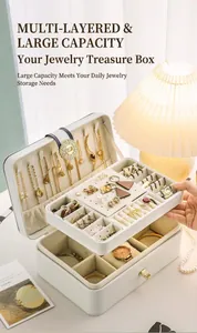 Detailed view of a multi-layer white jewelry organizer with various storage compartments
