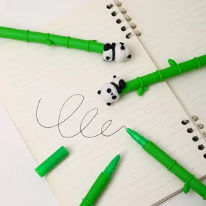Cute green bamboo joint gel pen with panda figure for students and office creative stationery