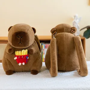Niedlicher Plüsch Wasserschwein Rucksack mit Pommes-Frites-Tasche auf der Vorderseite
