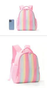 Lightweight rainbow glitter children's backpack for school and outdoor travel.
