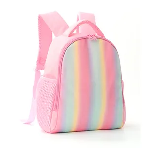 Lightweight pink children's schoolbag featuring a stylish glittery rainbow gradient design