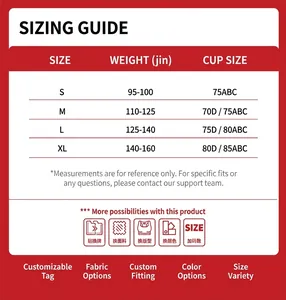Detailed size chart for athletic tennis dress with weight and cup suggestions.