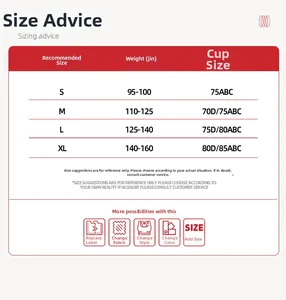 Detailed size chart for athletic tennis dress with weight and cup suggestions.