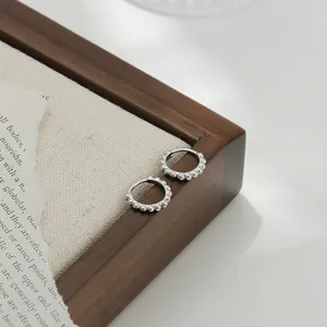S925 sterling silver beaded hoop earrings with a French vintage minimalist design