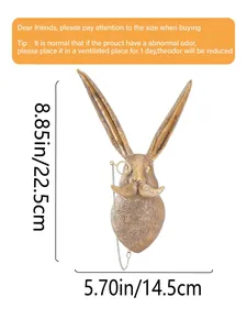 Detailed size guide for vintage copper-style rabbit wall hanging decor.