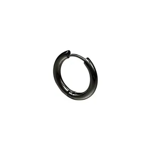 Sleek black 316L medical grade stainless steel huggie hoop earring for sensitive ears