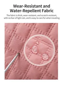 Macro detail of the durable, water-resistant pink quilted fabric for travel bags.