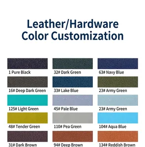 View of various leather material swatches and color options for heart keychains
