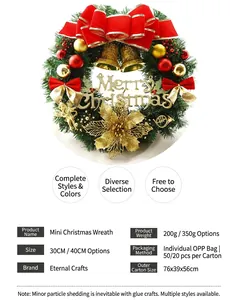 Specifications for Christmas wreath decoration with size and weight details