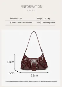 Vintage pleated brown underarm shoulder bag for women with 21x15x6cm size details