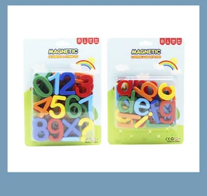 Retail packaging detail of magnetic numbers and letters educational toy sets